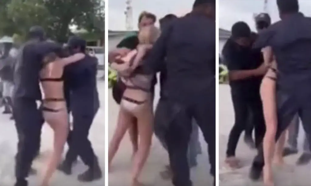 British tourist 'dragged' from Maldives beach by local police for wearing a bikini