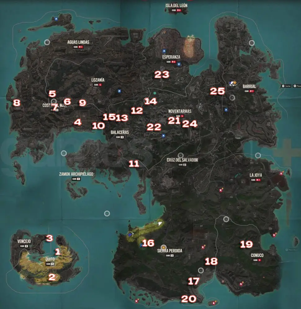 Locations of gunpowder in Far Cry 6