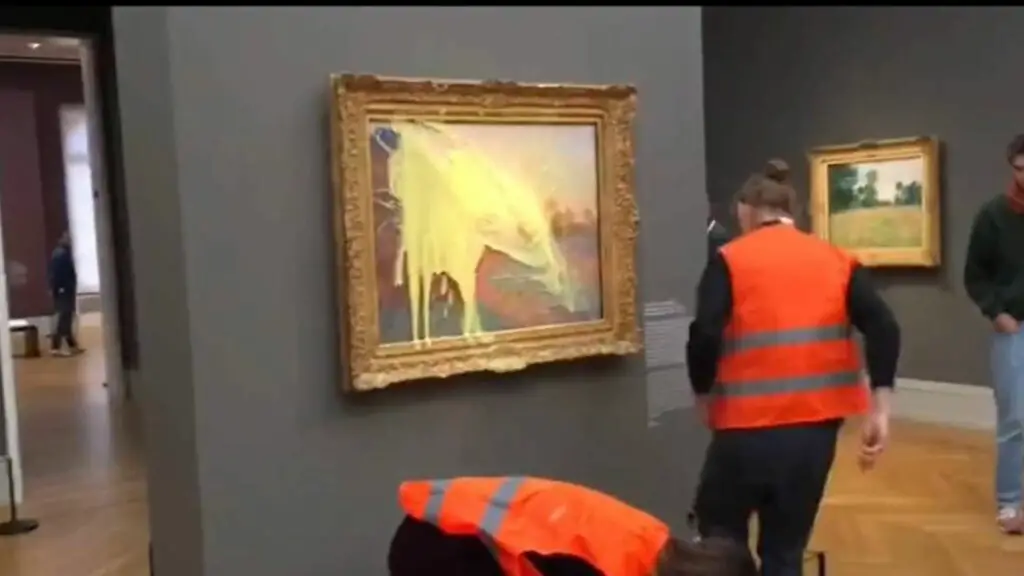 Now German protesters smeared mashed potatoes upon Monet's Les Meules